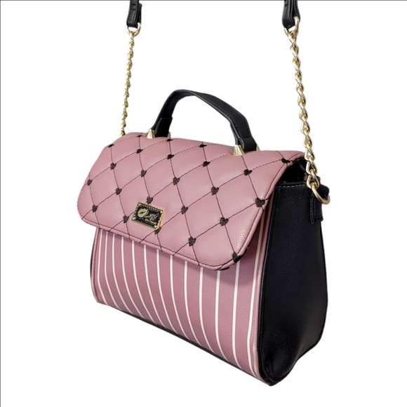 Betsey Johnson Purple Faux Leather Quilted Heart Foldover Crossbody Bag Handbag - Picture 6 of 9